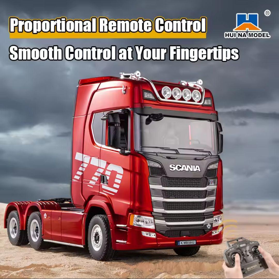 【新品】スカニア 770S V8 ヘッド本体＋トレーラーセット 1/18 レッド