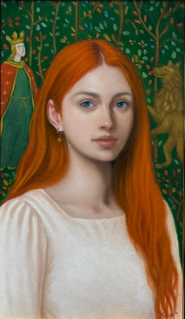 油彩画　「 Innocent κ」＊真作作品　M3号 額縁付き