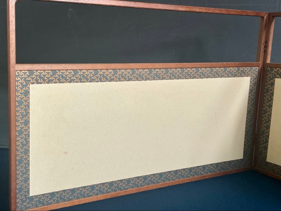 祖」 網代 独楽繋ぎ 両面使い 上透かし 桑縁 風炉先屏風 （1118①）