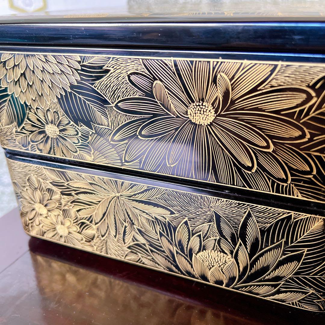 輪島塗 総菊四段重 塩安漆器工房 元箱入り 特選輪島塗漆器 うるし