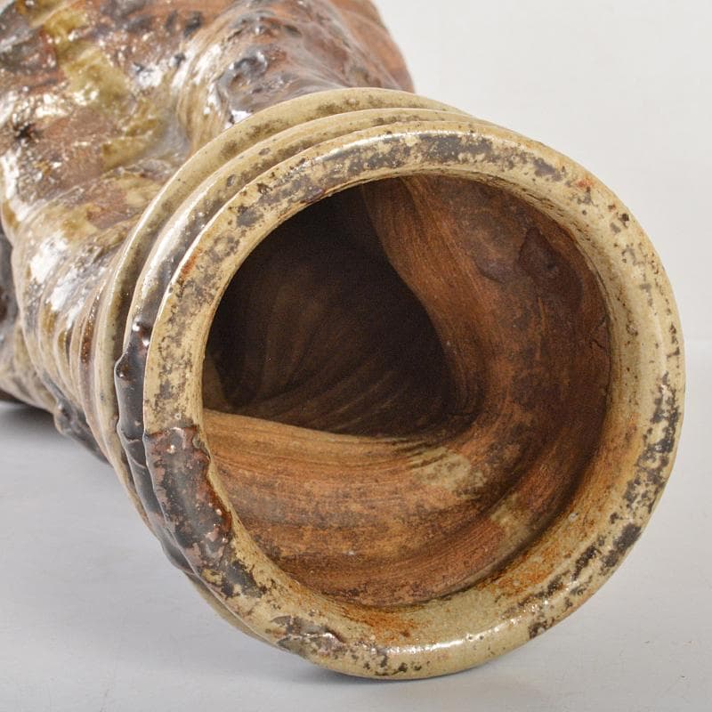 伊賀焼 古伊賀 江戸末期 変形花入 加藤卓男識箱 M R6357B