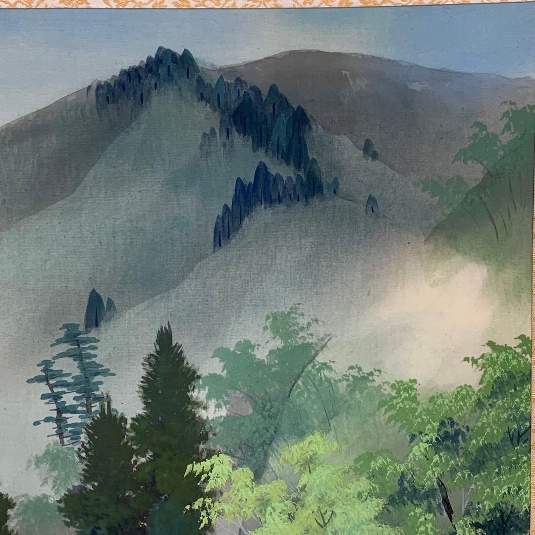 掛軸 小谷苔明 緑明 共箱 景色 風景 春 C 7 掛け軸 掛軸掛け軸