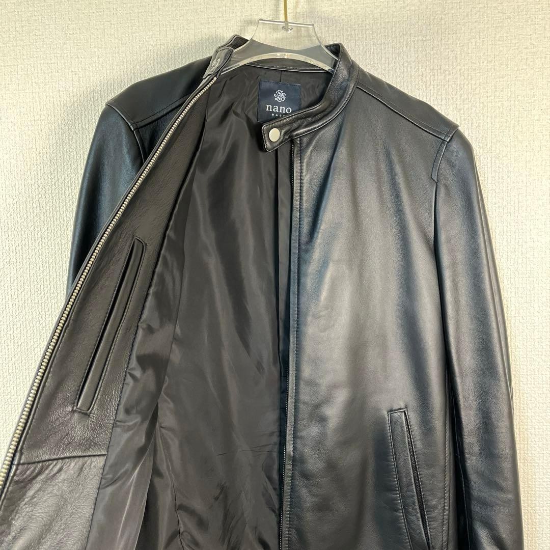 nano BASE ラムレザーシングルライダースジャケットブラックM
