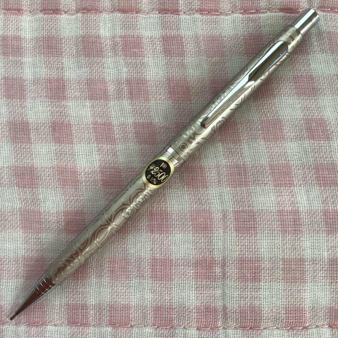 プラチナ シャーペン 0.5mm 柄付き 銀 シルバー 廃盤 - メルカリ