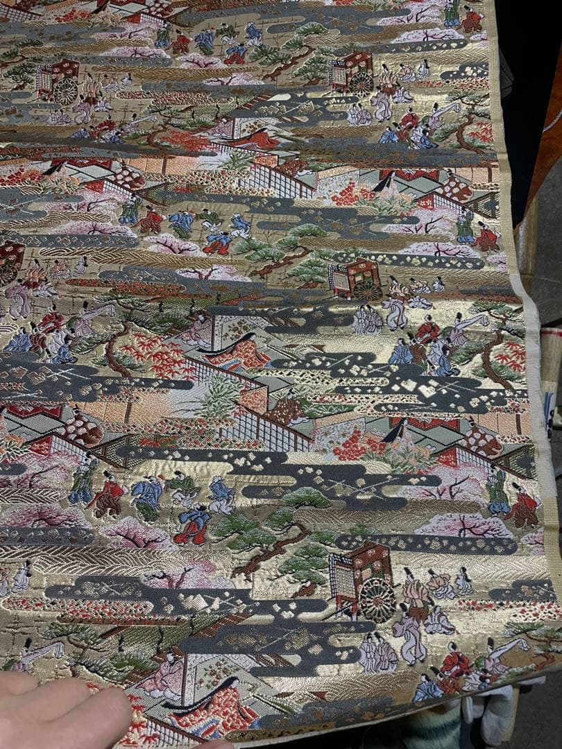 希少 表装用裂地 金襴《平安源氏物語》 裏打済　生地反物金襴七条袈裟