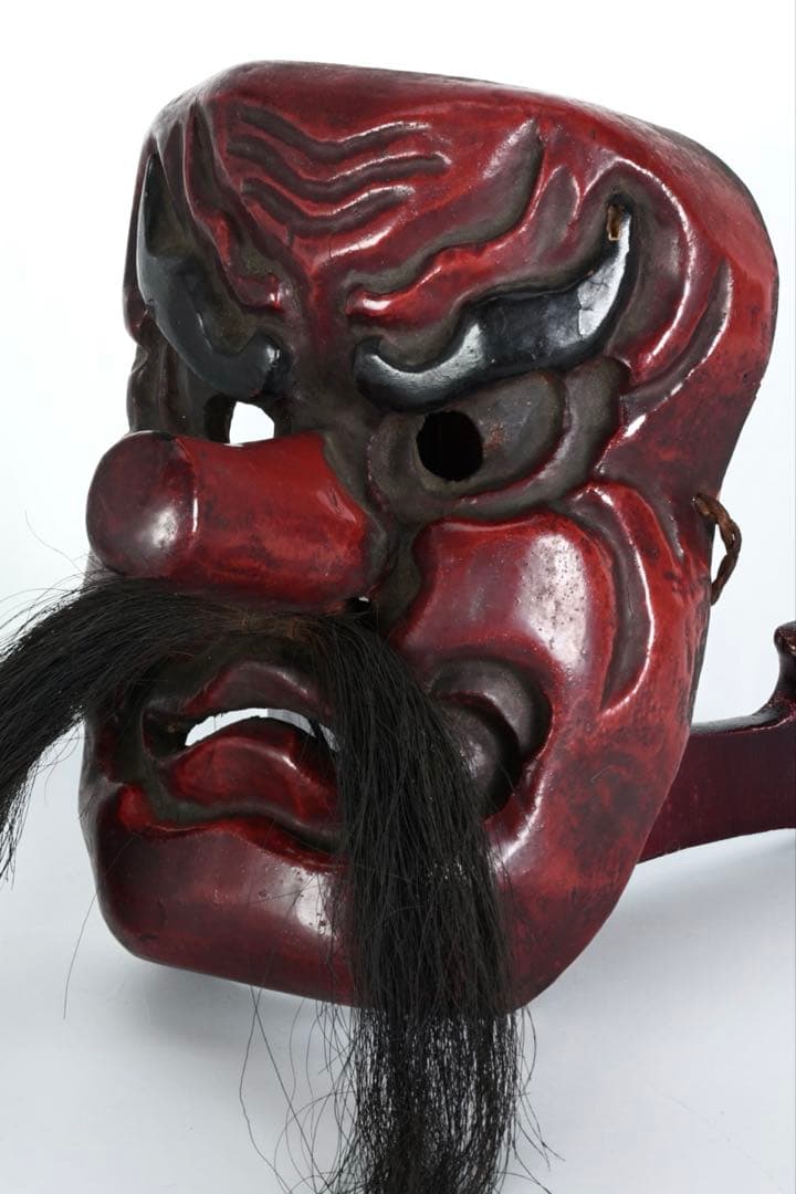 木彫神楽面 小天狗 赤天狗 古面 縁起物 魔除け 能面 狂言面 古美術