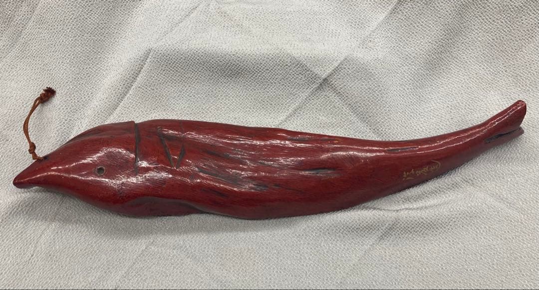 B475b「天然木 魚」後藤太平造　共箱　後藤塗　朱漆　讃岐　六十八歳作