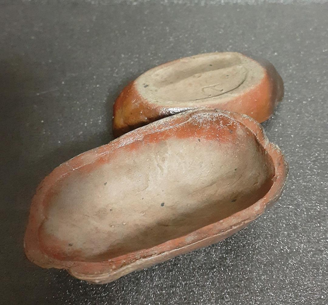 桃山時代 古備前 寝布袋 香合 岡田宗叡鑑定箱 茶道具 茶器 香道具