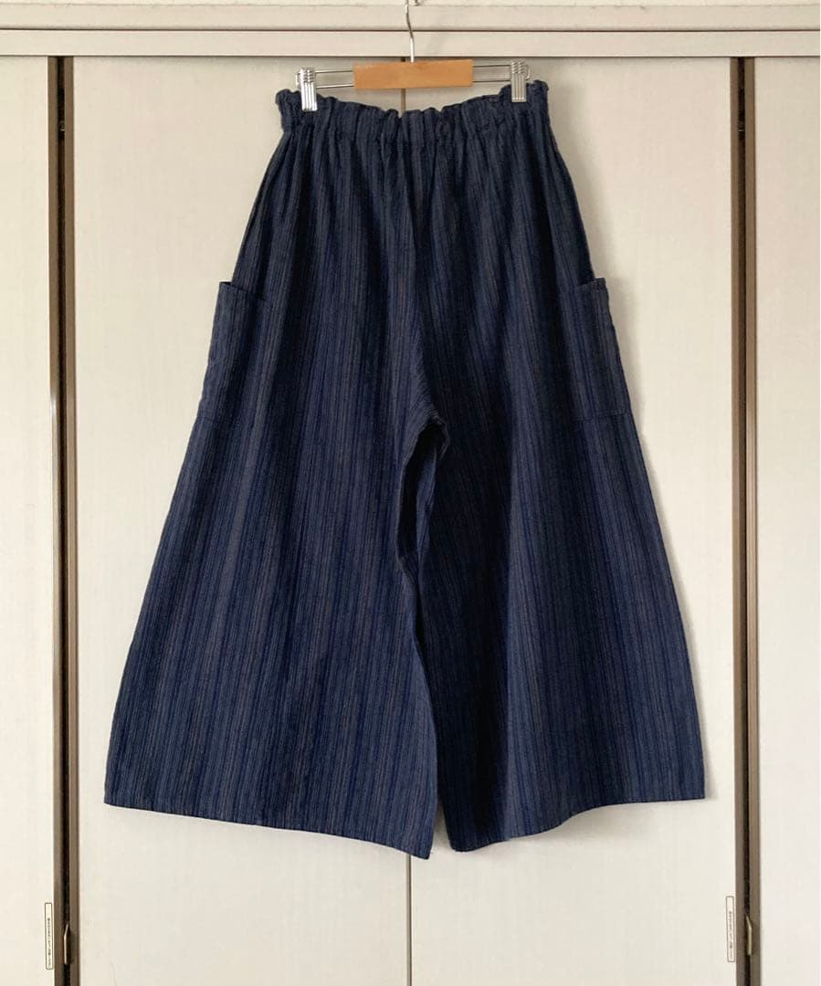 はらっぱ 会津木綿キュロットパンツ (はかま丈) やたら紺