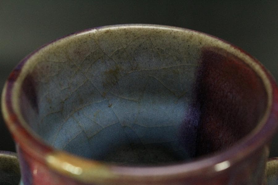 中国美術 紫斑釉 瓶 高26.5cm(LC127)