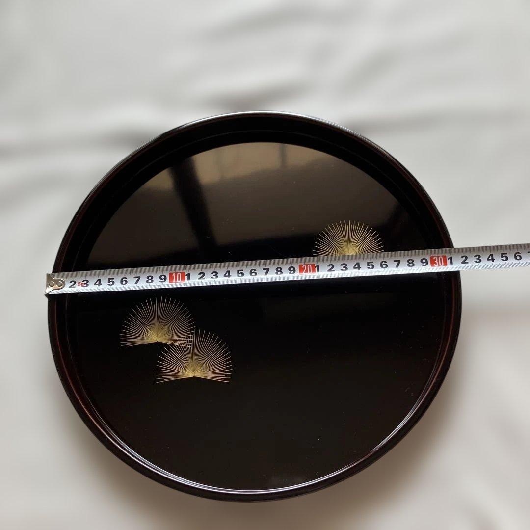 輪島塗　丸盆　盆　寿松沈金　冨田立山　元岡光漆堂　ヴィンテージ レア