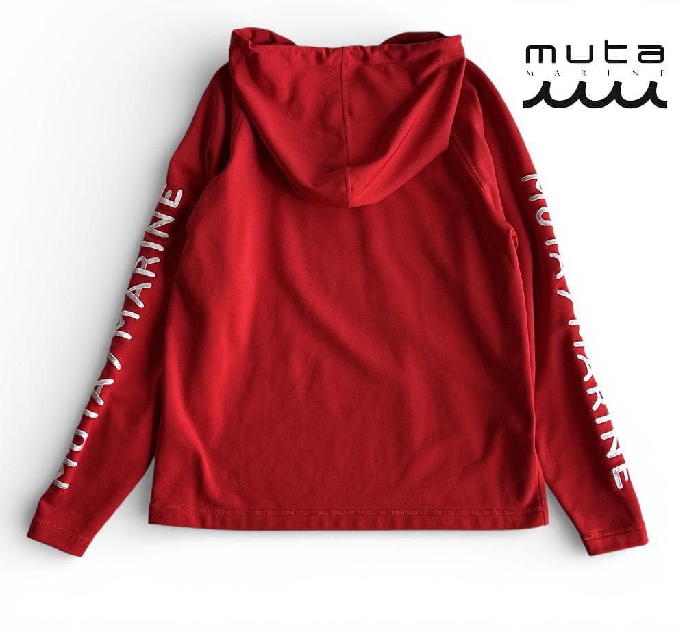 新品同様 mutaムータ ゴルフ 裏起毛 袖ロゴストレッチ プルオーバーパーカー