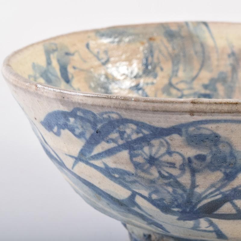 染付　花草山水人物文碗　茶碗　時代箱付　V　7193