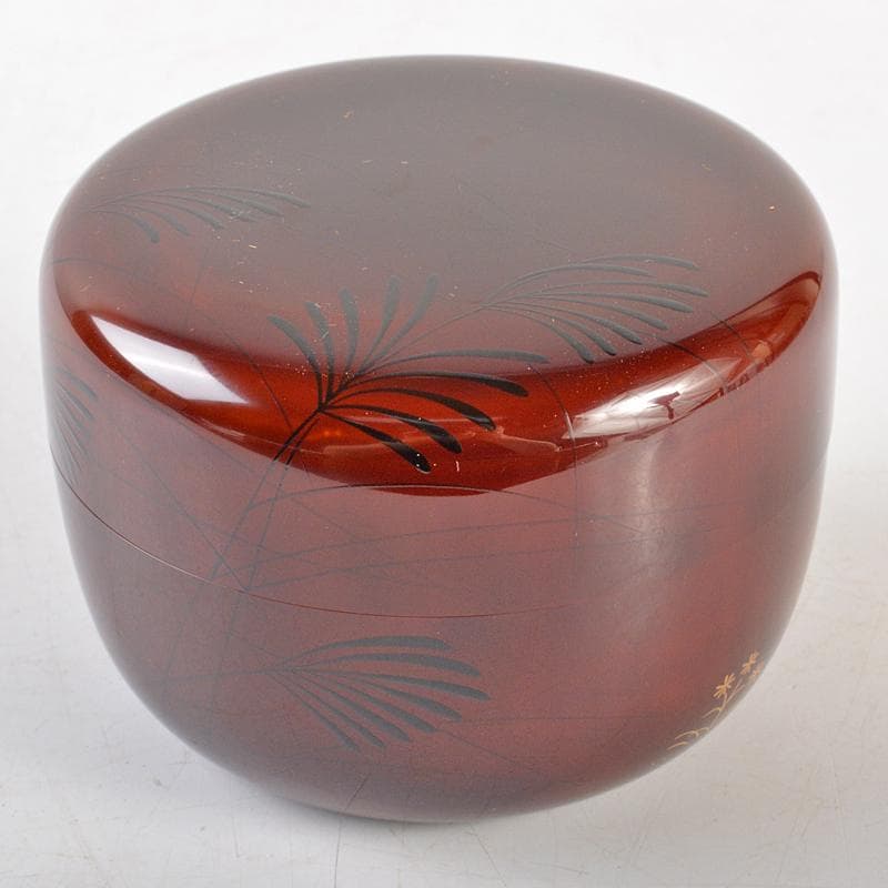 茶道具　山中塗　中村宗悦作　井伊宗観好　尾花に鶉蒔絵　平棗　共箱　V　R6409