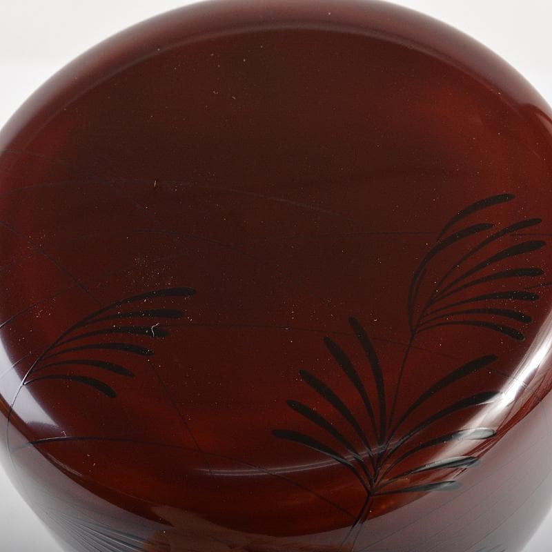 茶道具　山中塗　中村宗悦作　井伊宗観好　尾花に鶉蒔絵　平棗　共箱　V　R6409