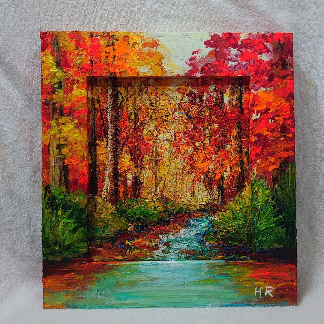 油絵 絵画【雪の道】