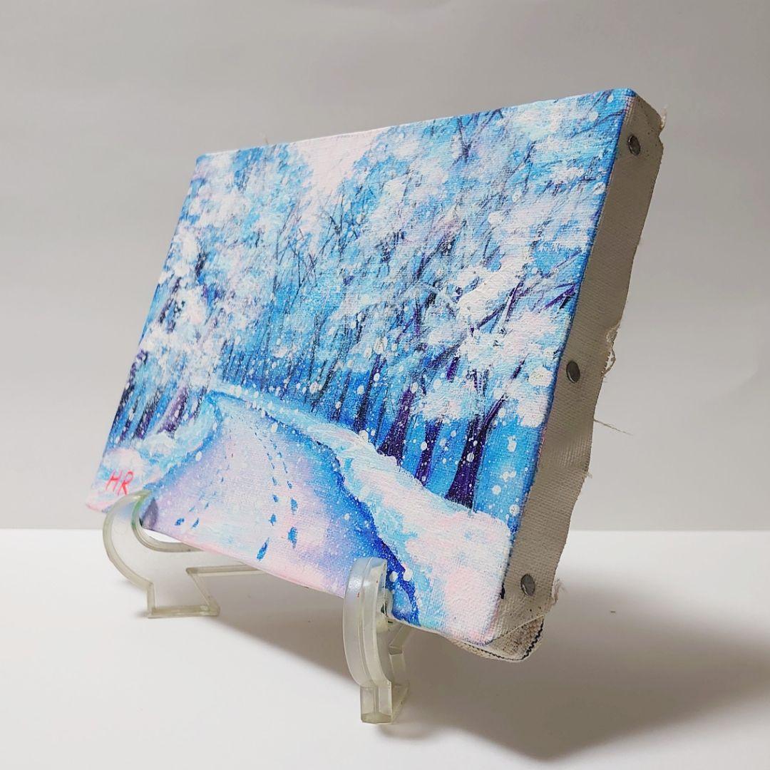 油絵 絵画【雪の道】