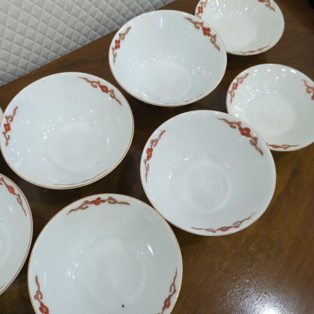 骨董 蓋茶碗 茶碗 陶器 色絵 煮物椀 向付 アンティーク 5つ〜