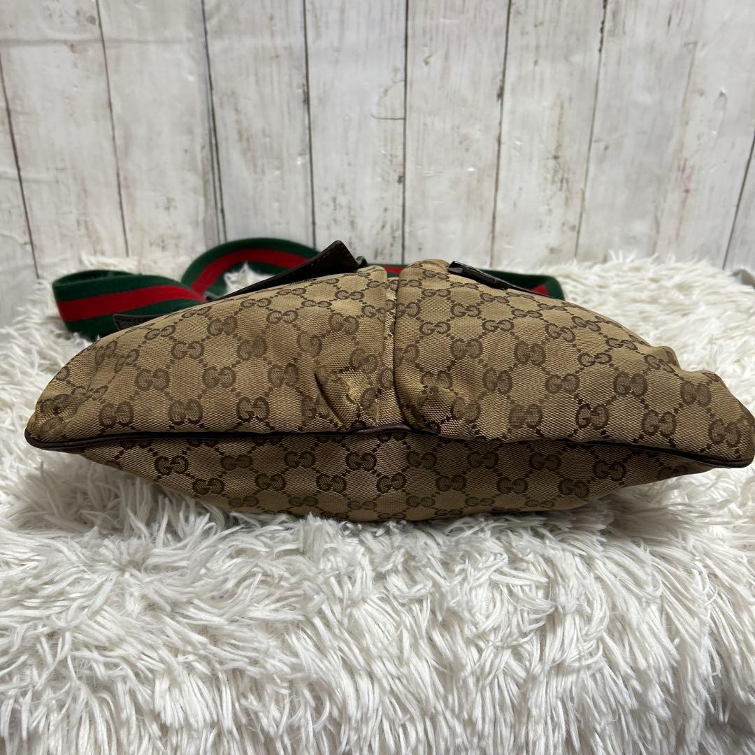 GUCCI GGキャンバス　シェリーライン ショルダーバッグ　ロゴ　レザー