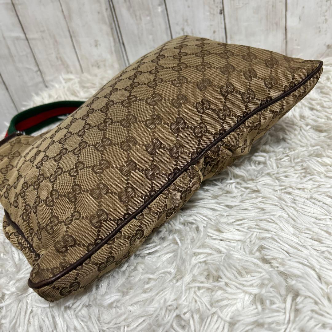 GUCCI GGキャンバス　シェリーライン ショルダーバッグ　ロゴ　レザー
