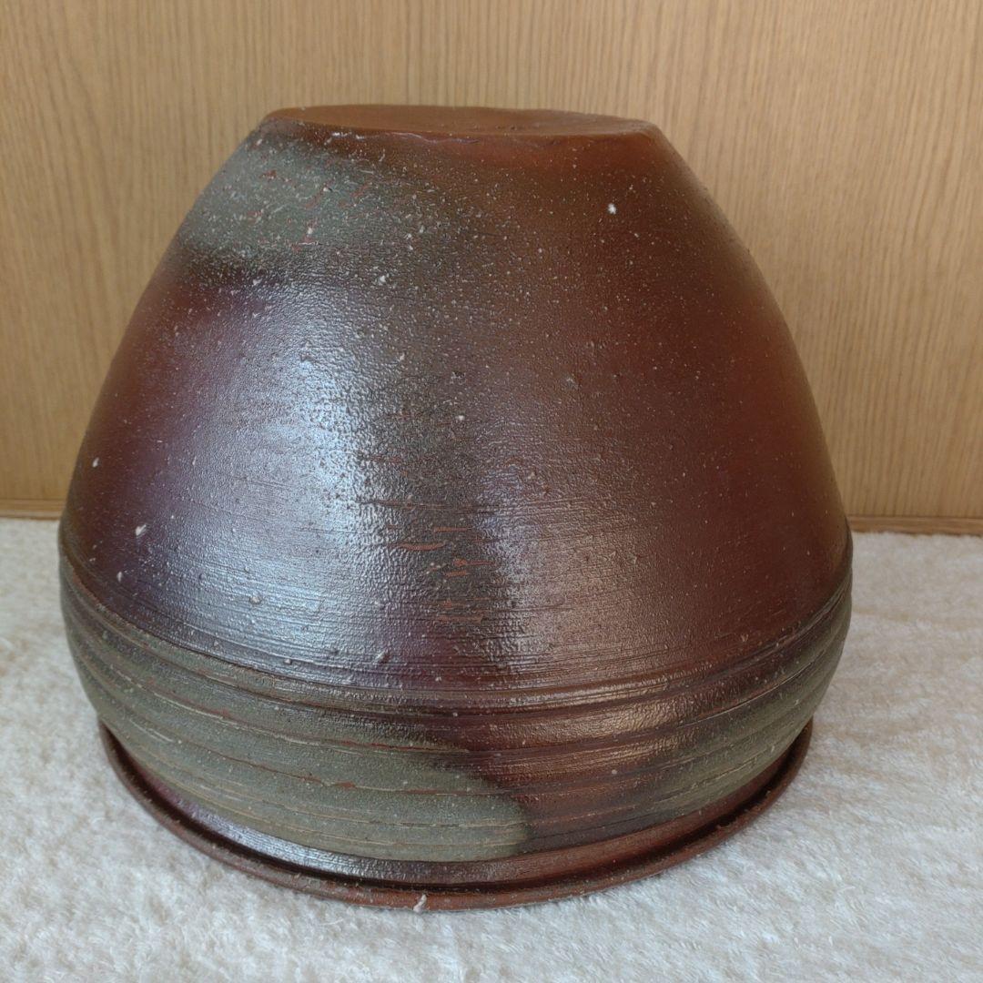 水瓶　備前焼　伊勢﨑競　無傷　無箱　割蓋付