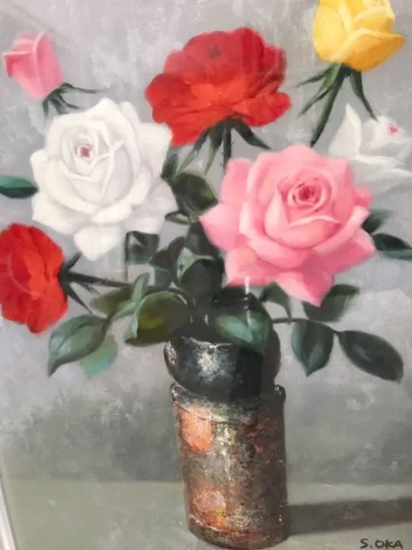 新品未使用品　岡　鈴さん　油彩画　F6額縁入り