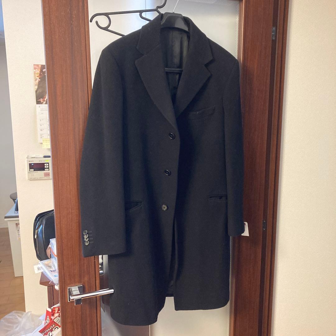 バーニーズニューヨークダークグレー チェスターコート ウール混合