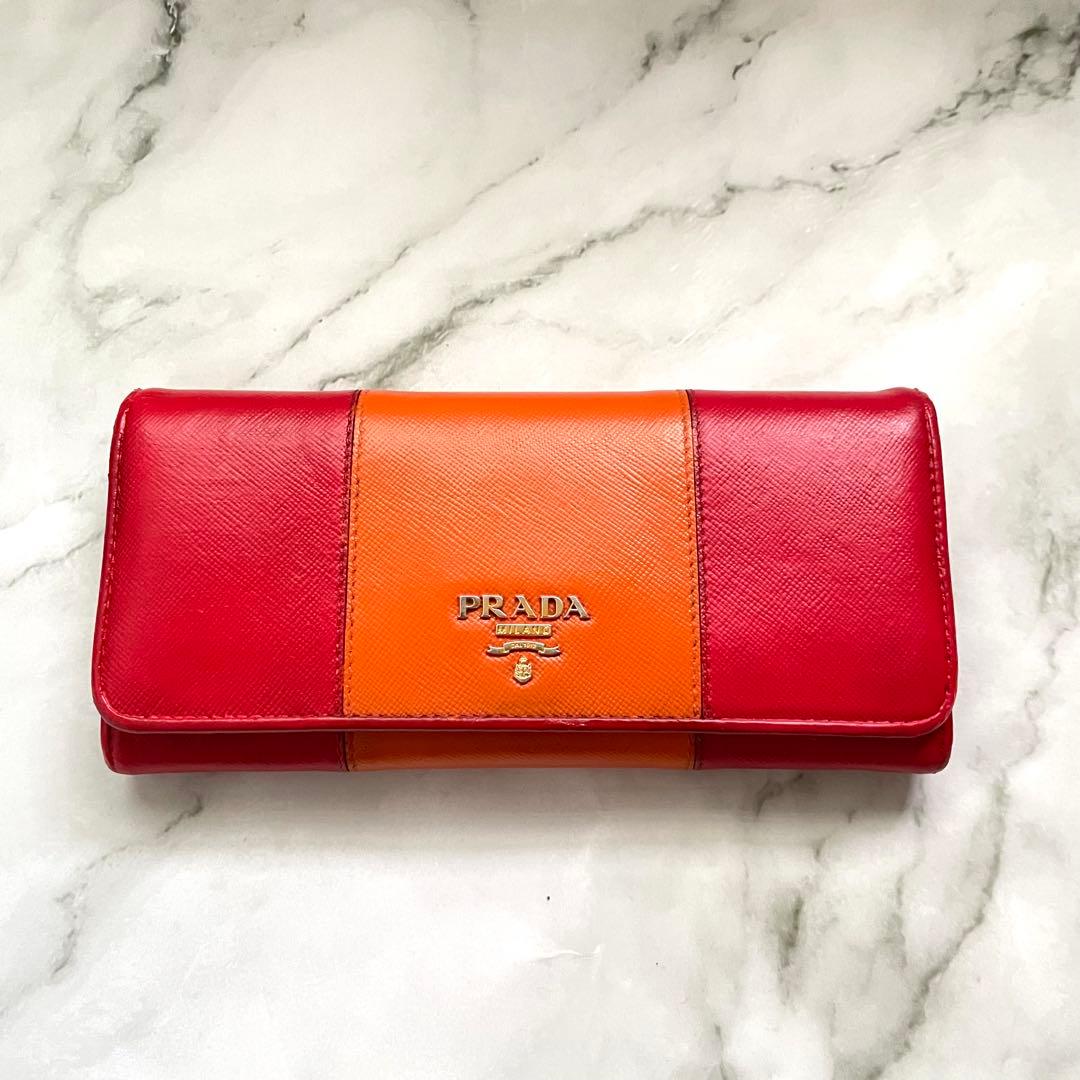 PRADA プラダ サフィアーノ 長財布 フラップ バイカラー 0122-③