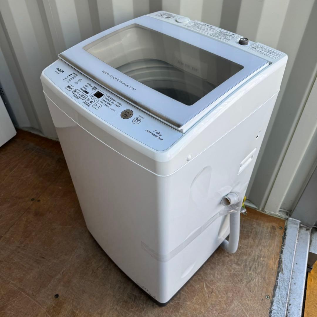 55⭐️2022年製☆アクア 洗濯機 インバーター 7KG 一人暮らし ガラス扉