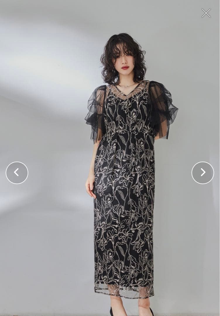 Lerure(リルアー)Fluffy sleeve pencil dress