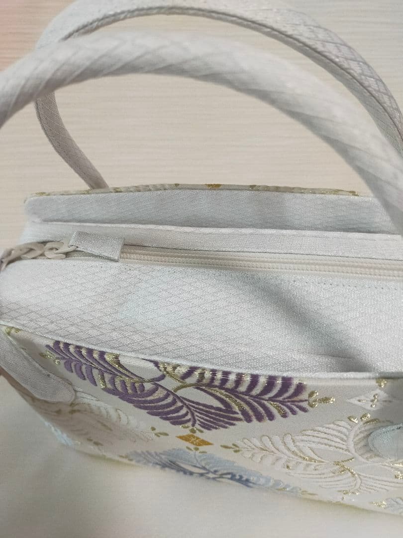 上品で大容量!　機能も◎　正絹　利休バッグ　 西陣織　 若松菱 　着物に定番