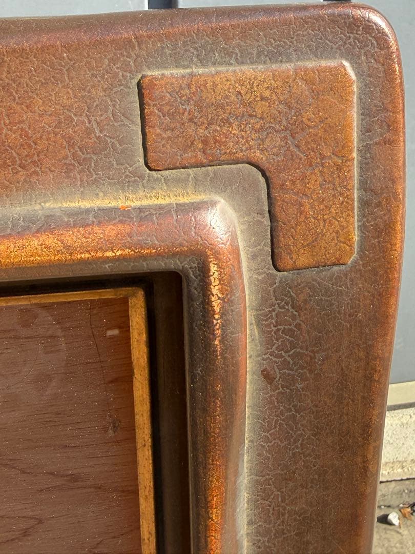 F20 アンティーク調ダークブラウンの額縁　 アクリル板&箱＆黄色袋付き1/5