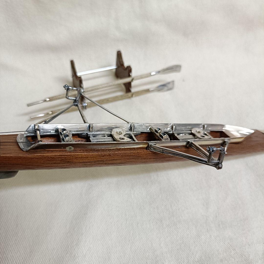 銀無垢 ウッド 銀細工 ミニチュア ボート 船 模型 ビンテージ イタリア 刻印
