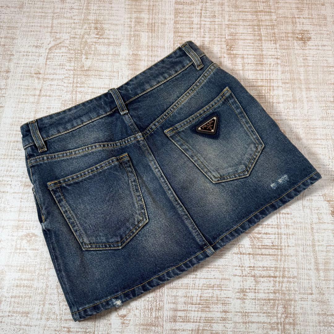PRADA プラダ デニム　スカート　三角ロゴ　 38