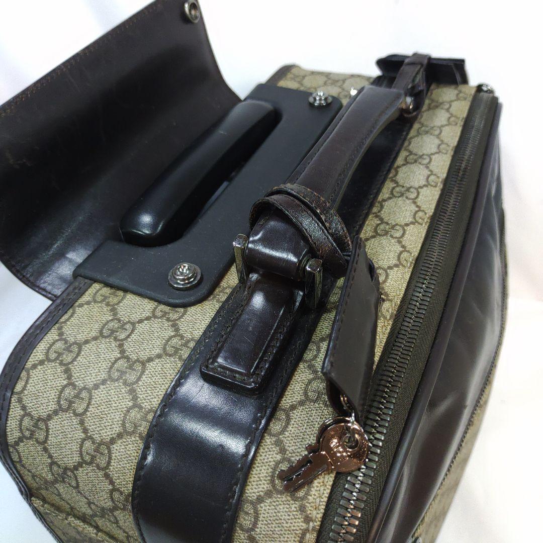 グッチ キャリーケース 旅行鞄 レザー×PVC 大容量 GG柄 ブラウン