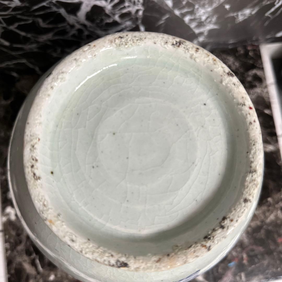 李朝染付、竹雲鳳凰提灯、大壺。　完品、無傷。