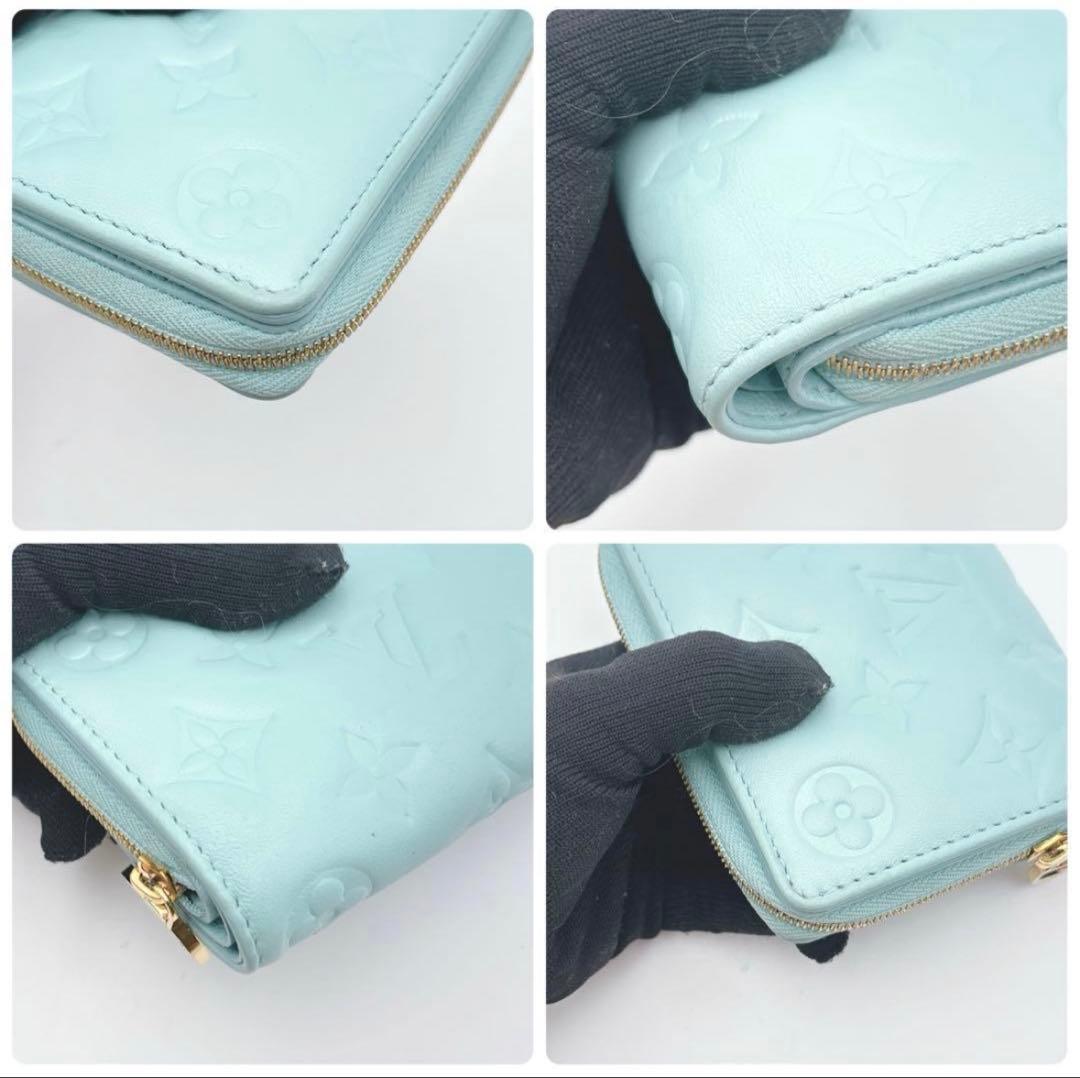 【極美品　限定色】ルイヴィトン ポルトフォイユ ルー 折り財布 エンボス 水色