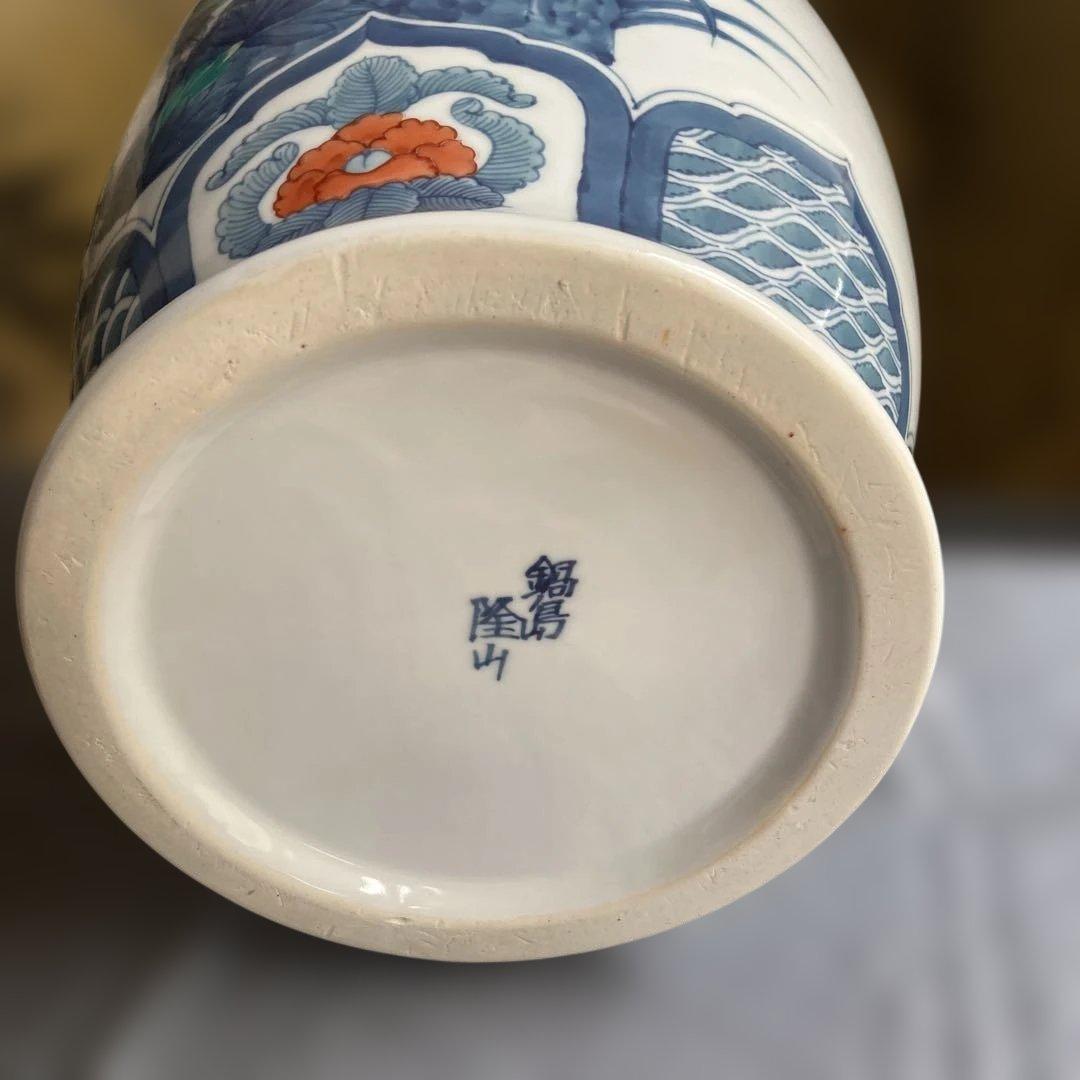 鍋島隆山作 色鍋島牡丹草花紋 高さ:33cm径22.5cm 径