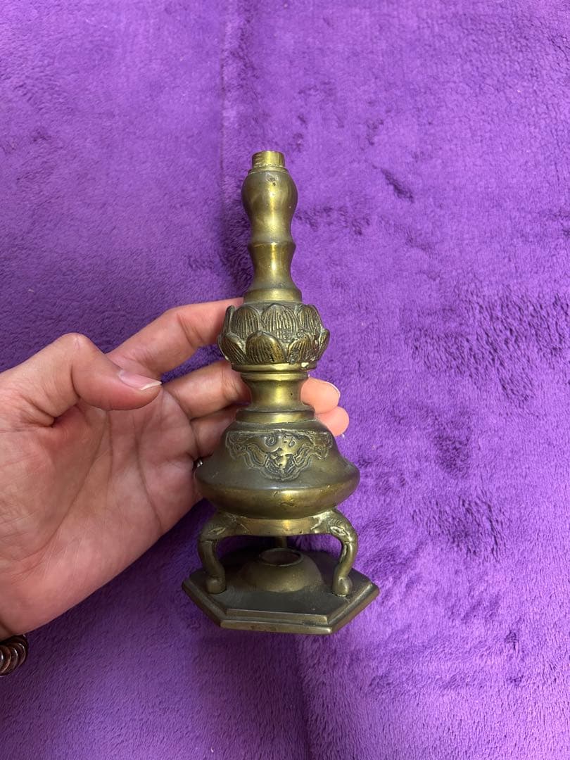 金属工芸 ロウソク立て 仏具 仏教美術 インテリア オブジェ