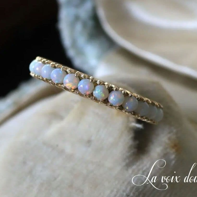 イギリスアンティーク9金オパール1粒リング/ダイヤネックレスフランス真珠