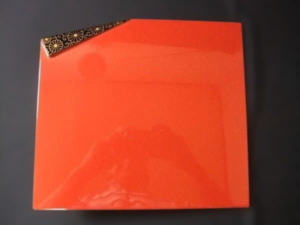 平安象彦 小吸物膳 蒔絵 折敷 五客 赤い漆器の膳 5枚セット