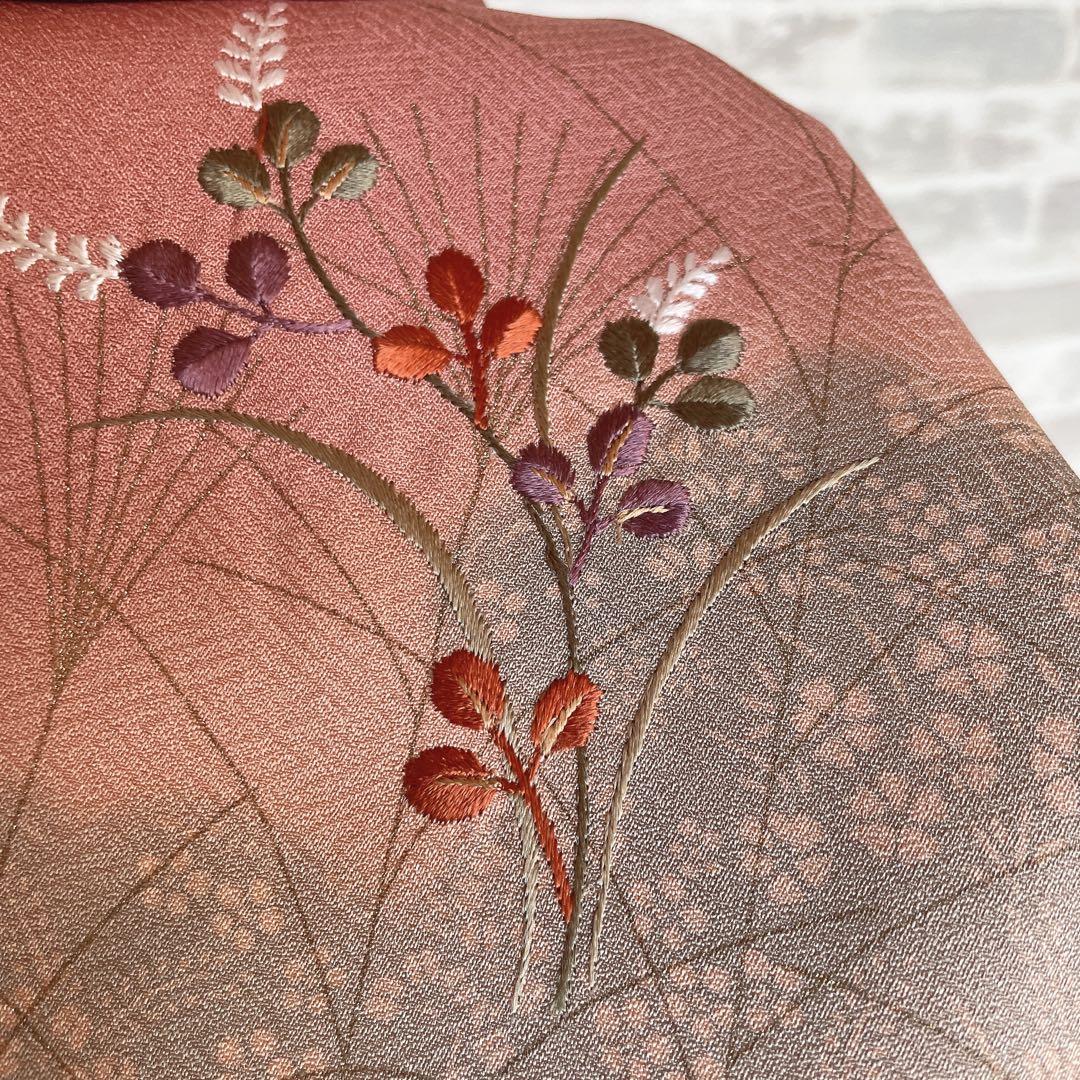 訪問着 フルセット ツツジ 撫子 梅 萩 小花 手刺繍 可愛らしいお花 L1