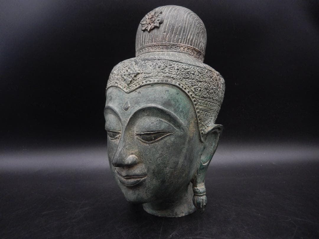 タイ仏教美術 青銅製 仏頭 スコータイ アユタヤ ガンダーラ ビルマ ブロンズ