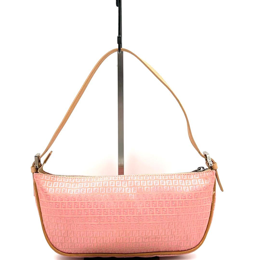 《美品》FENDI ズッキーノ FF金具 ミニハンドバッグ アクセサリーポーチ