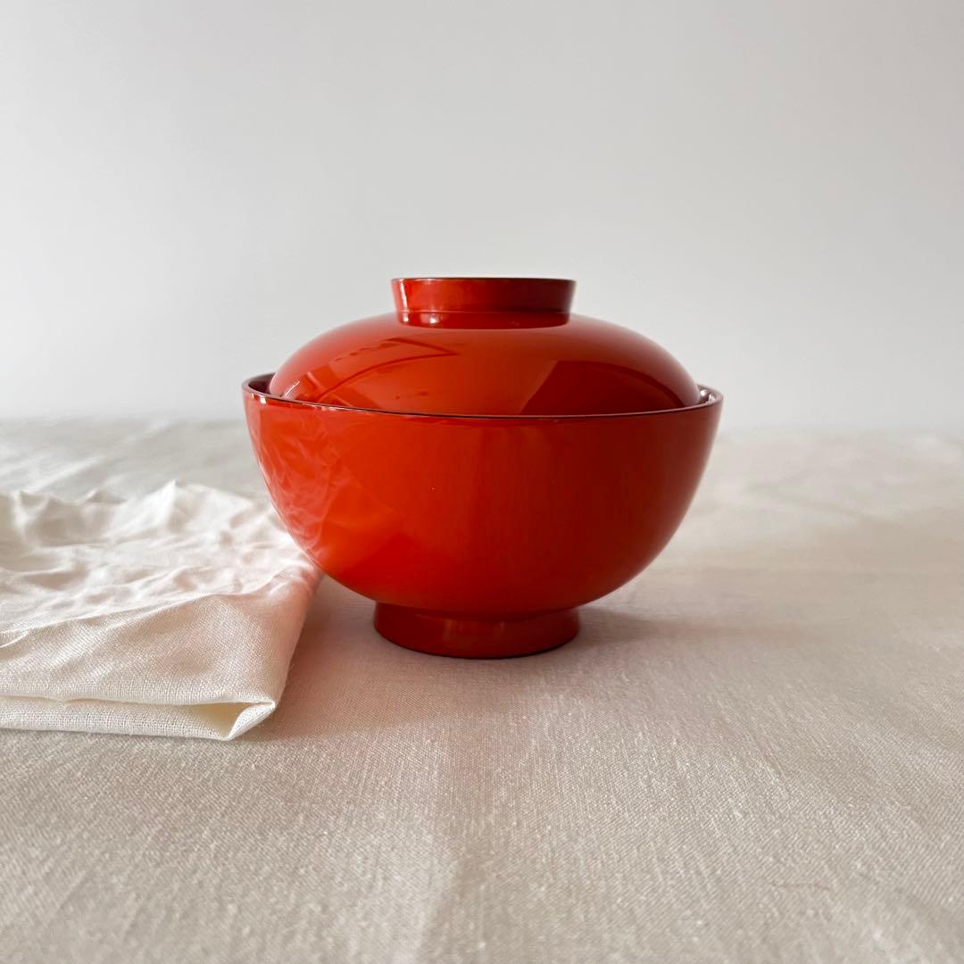 朱呂色根来椀五客　新品同様　高級漆器　蔵出し　骨董