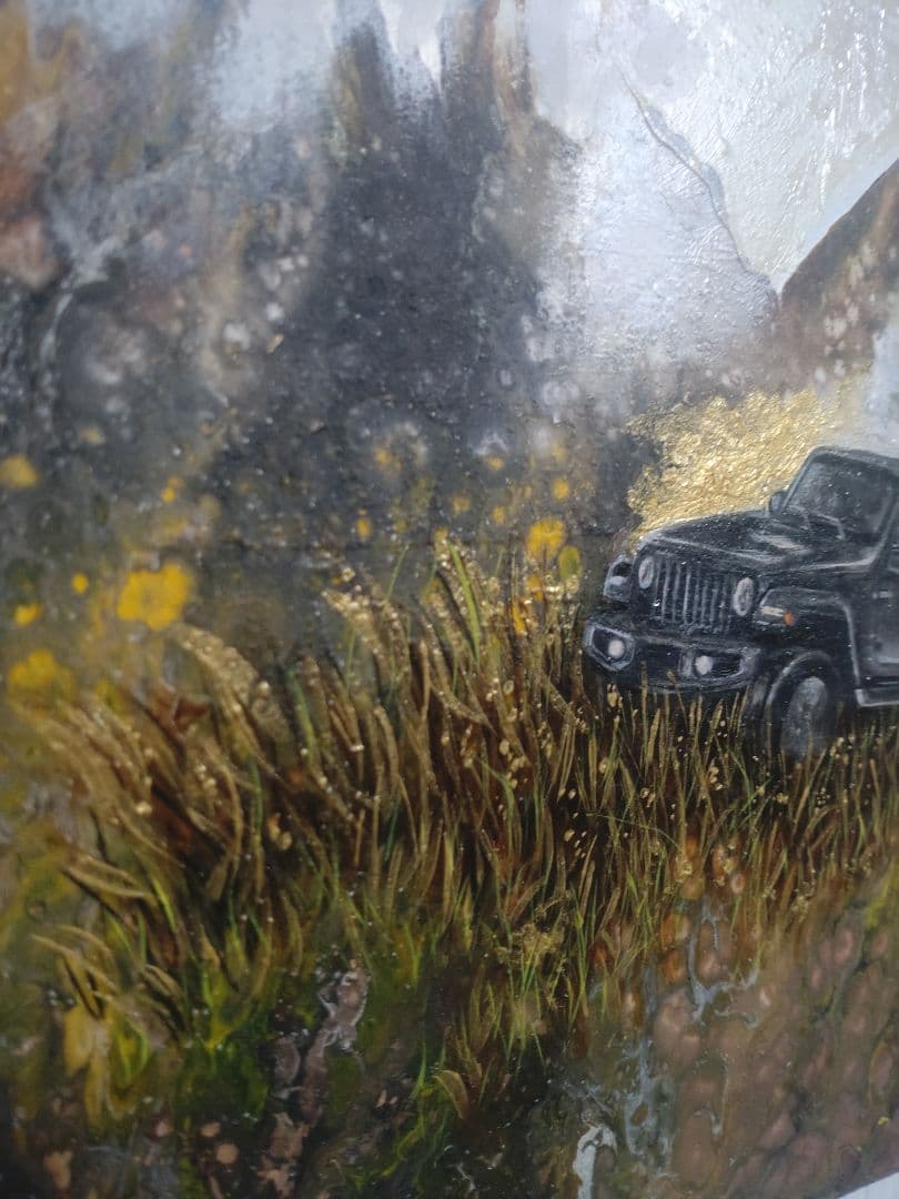油絵【Jeep Life】1点物の原画/作者サイン入り/キャンバス油彩画