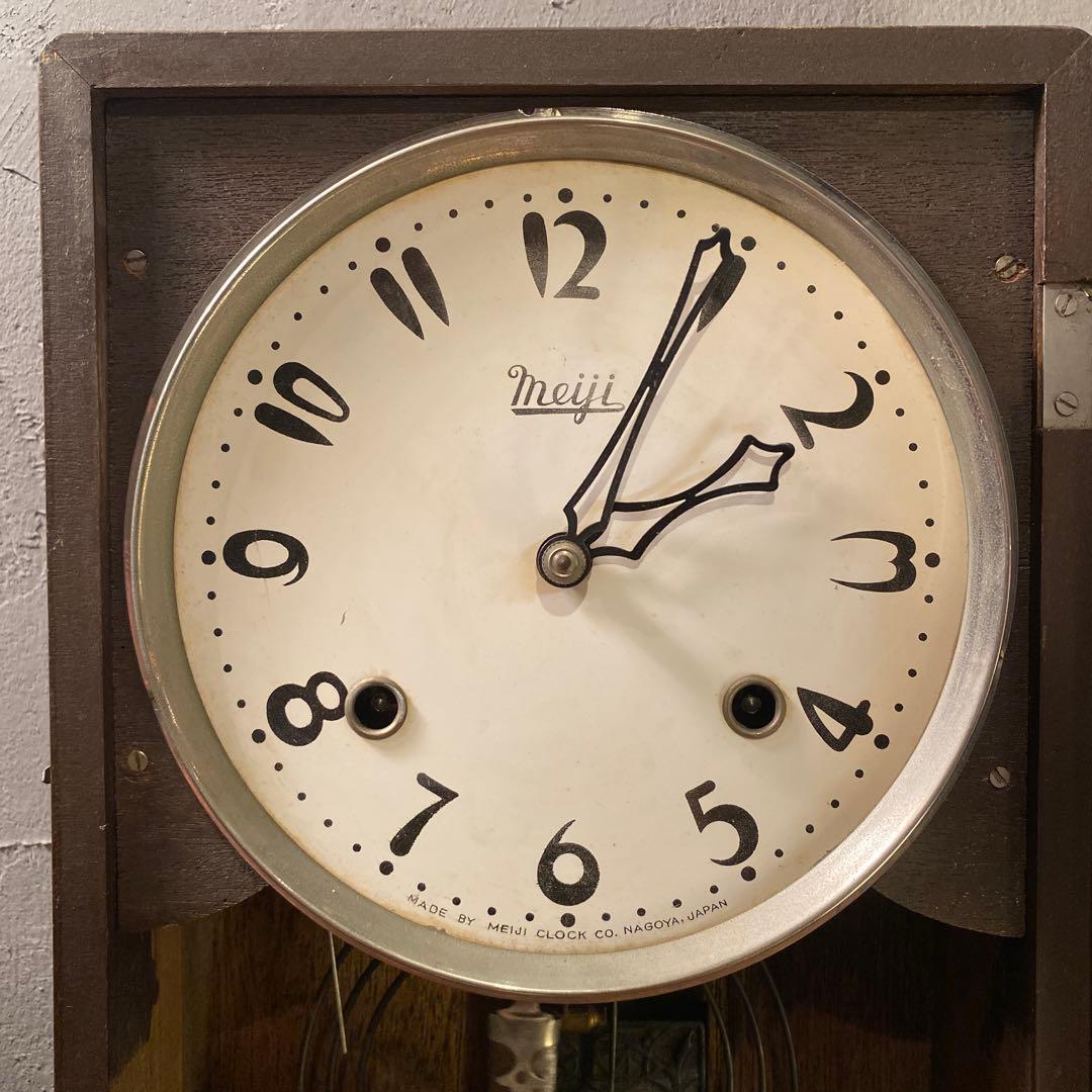 明治時計 柱時計 ヴィンテージ アンティーク インテリア 壁掛け