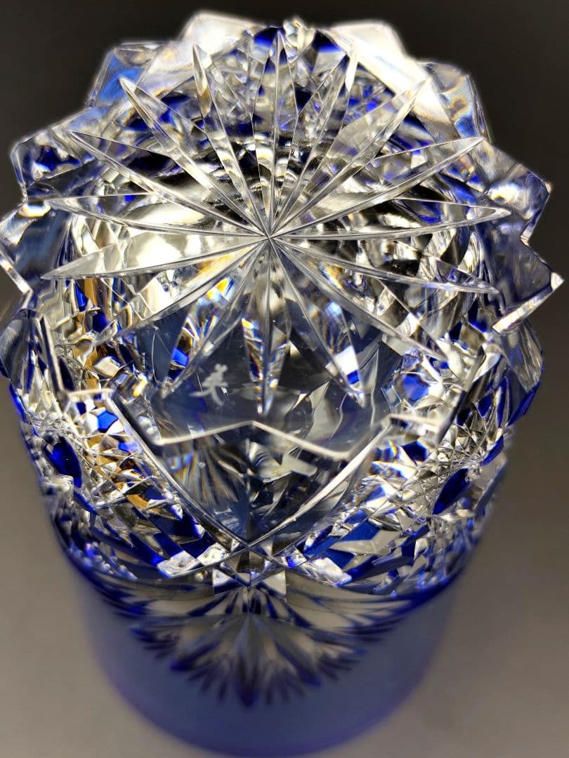 超希少品☆小林英夫 くもの巣切子 江戸切子グラス（切子、江戸切子、