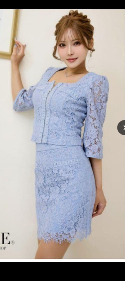 SOBRE ブルー フラワーレース セットアップ　2XＬ