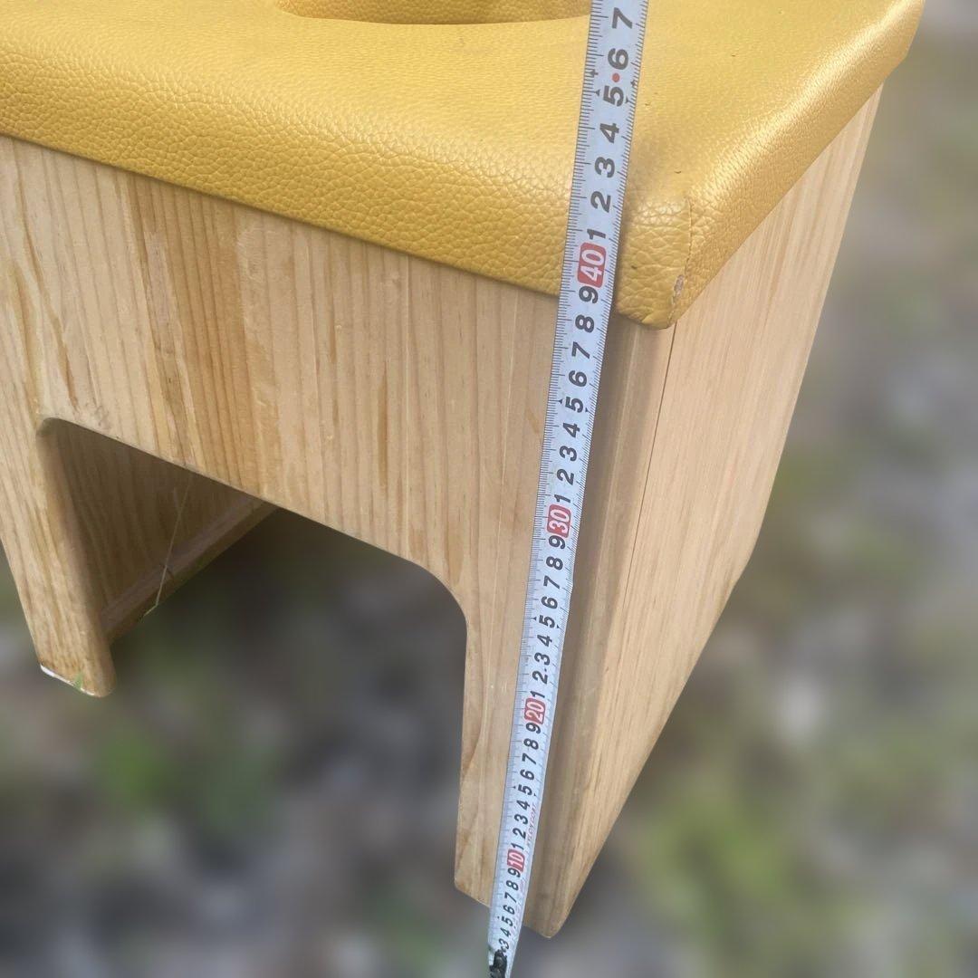 イエロー 合成皮革 スツール 木製 よもぎ蒸し 椅子